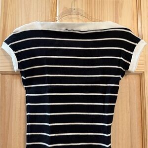 Freddies of Pinewood Black and White Boatneck Top
